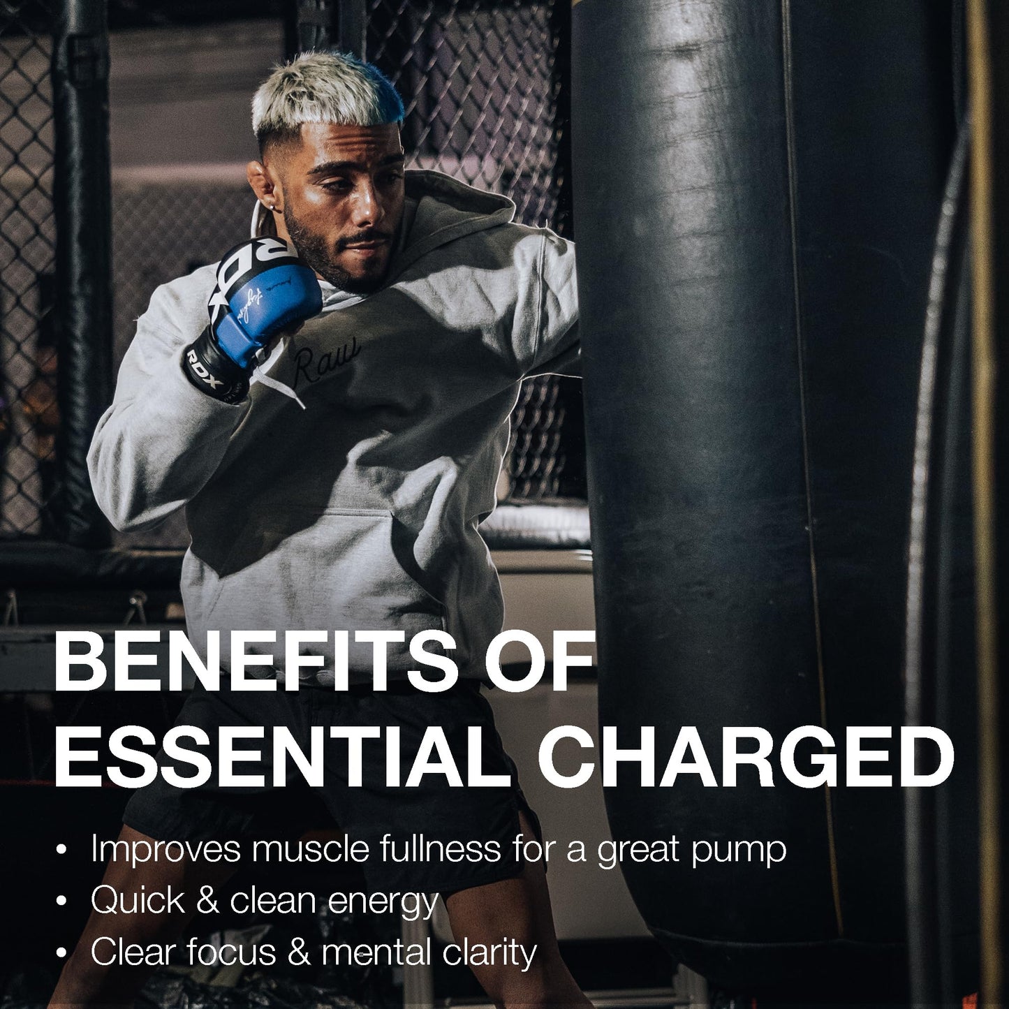 RAW Pre-Workout Powder, Essential CHARGED (Sour Watermelon) - Preworkout Supplement for Men & Women - Supports Focus, Mood & Performance - Caffeine, Alpha-GPC, L-Citrulline, Beta Alanine (25 Servings)