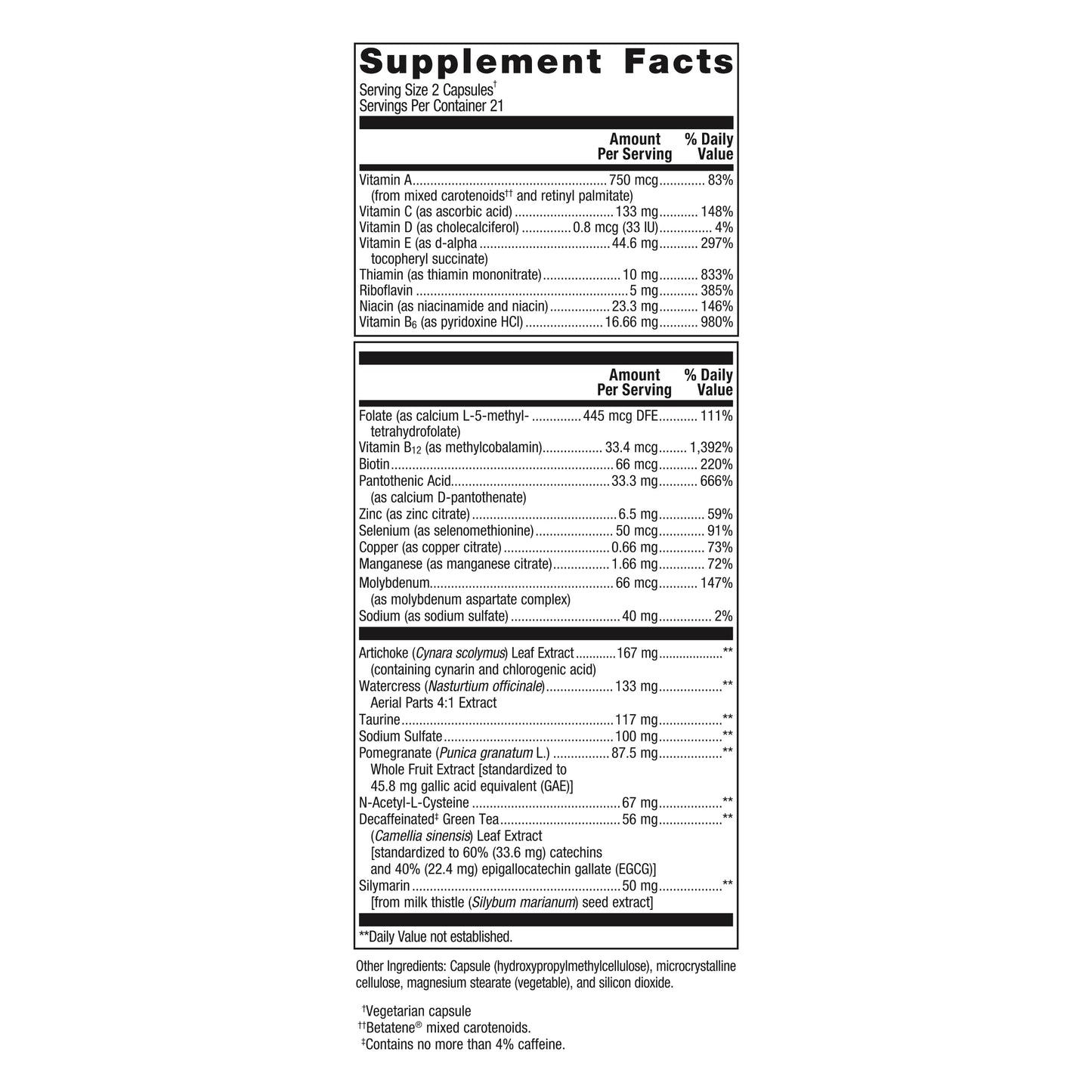 Metagenics AdvaClear - Daily Support for Detoxification* - Detox Supplements* - with Vitamin B12, Pantothenic Acid & Zinc Citrate - 42 Capsules