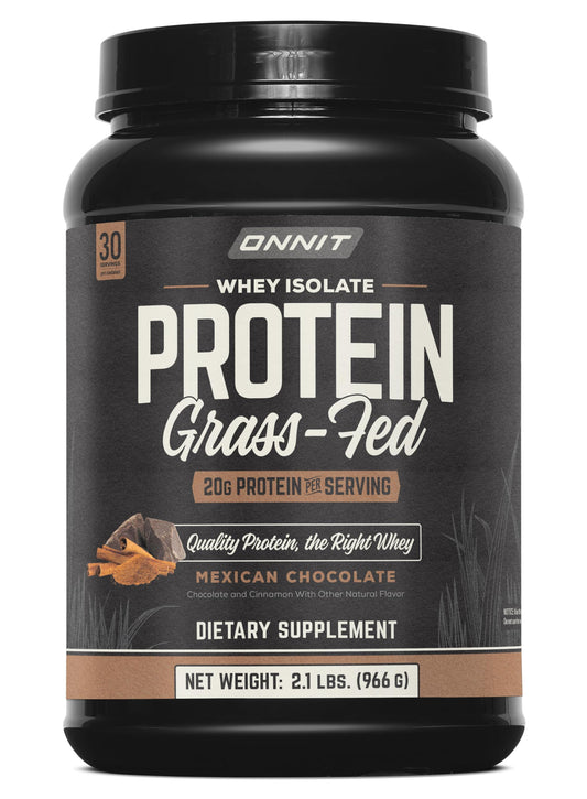 ONNIT Grass Fed Whey Isolate Protein Powder, Mexican Chocolate Flavor, Whey Protein Powder Dietary Supplement to Support Muscle Gain and Workout Recovery, 30 Servings per Tub, 30.7 oz