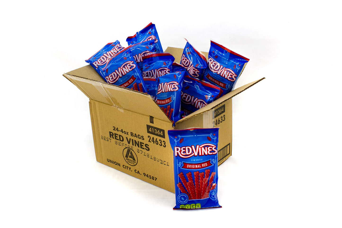 Red Vines Licorice Twists Original Red Flavor Soft  Chewy Candy 4 Ounce Pack of 24