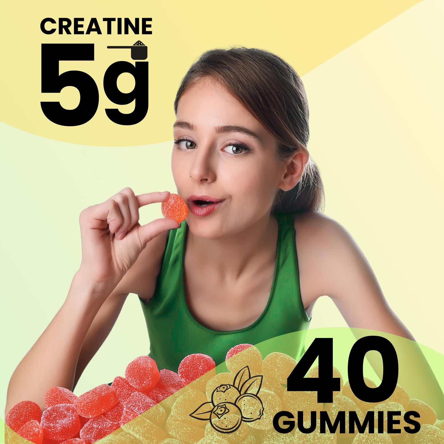 SHEVAT VITAMINS Premium Creatine Gummies for Men & Women - Supports Muscle Growth, Recovery & Performance - 40 Chewable Gummies with Fast Absorption & No Melting Formula