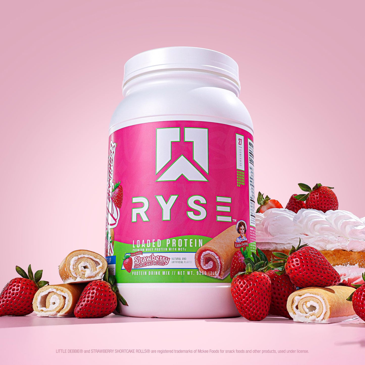 Ryse Loaded Protein Powder | 25g Whey Protein Isolate & Concentrate | with Prebiotic Fiber & MCTs | Low Carbs & Low Sugar | 27 Servings (Strawberry Shortcake Rolls)