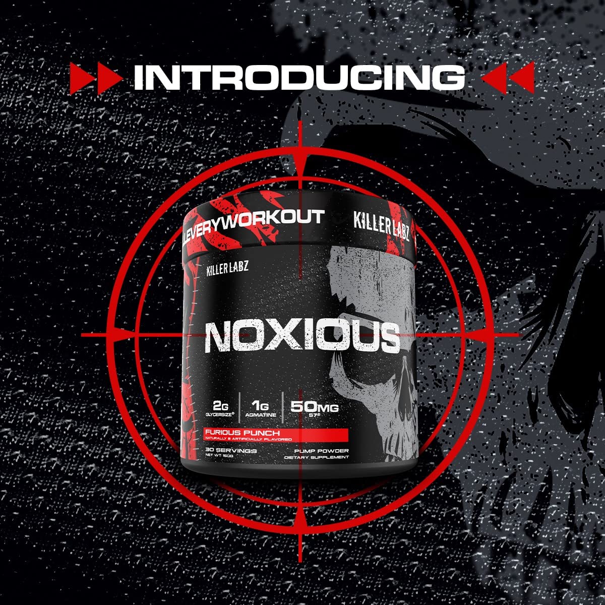 Noxious Extreme Nitric Oxide Booster Pump Pre-Workout Powder | Endurance and Muscle Building | 30 Servings (America Pop)