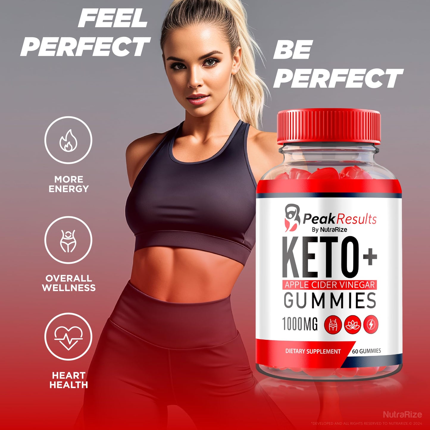 NutraRize (2 Pack) Peak Results Keto ACV Gummies, Official Keto+ACV Supplement, Peak Result Keto Plus ACV Gummy, Keto Health Wellness & Apple Cider Vinegar, PeakResults Review (120 Gummies)
