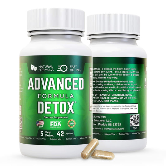 Salutem Vita Advanced Detox Cleanse, Natural Detox & Cleanse with Milk Thistle, Licorice Powder, and More, Body Cleanse Detox for Women and Men, 42 Capsules