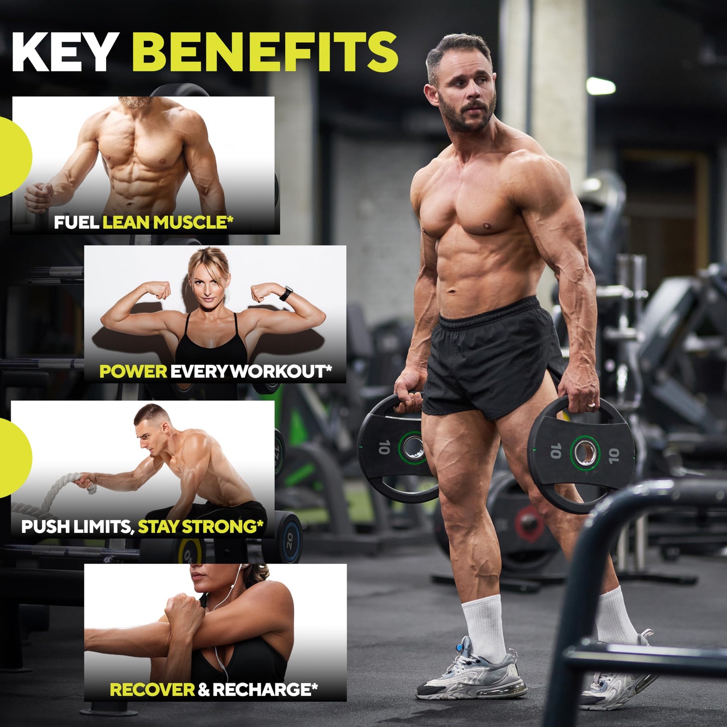 VitaUp Creatine Monohydrate Gummies for Men & Women - USA Made Monohydrate Creatine for Men 5g - Pre-Workout Gummies to Support Energy Levels, Training Endurance & Muscle Performance - 90 Count