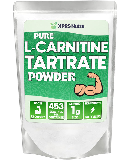 XPRS Nutra L Carnitine L Tartrate Powder - Premium Pure L Carnitine Tartrate - L-Carnitine Powder - Vegan Friendly Bulk L Carnitine Powder - Amino Acid L Carnitine Supplement (16 Ounce)