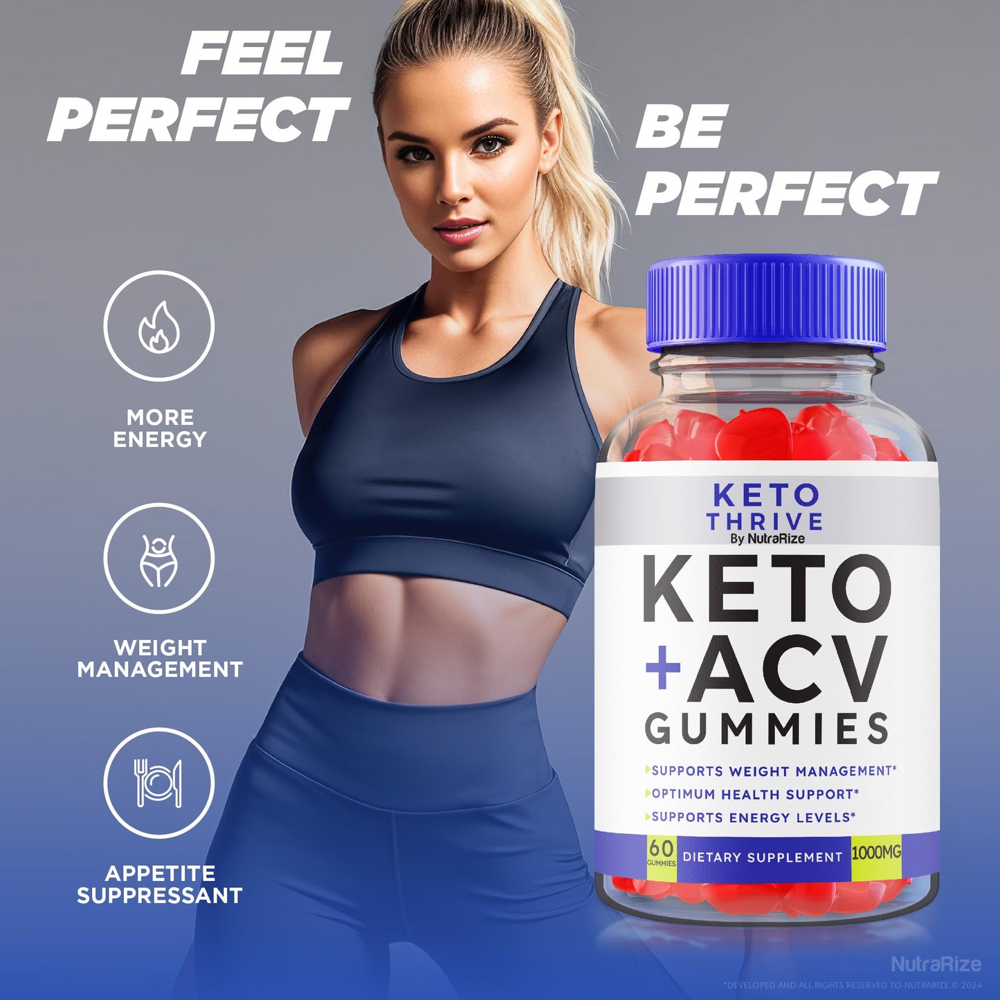 Keto Thrive ACV Gummies, Keto Thrive Keto + ACV Weight Loss Supplement, Keto Thrive Apple Cider Vinegar 1000MG Advanced Formula, Keto Plus ACV Gummy Reviews (60 Gummies)