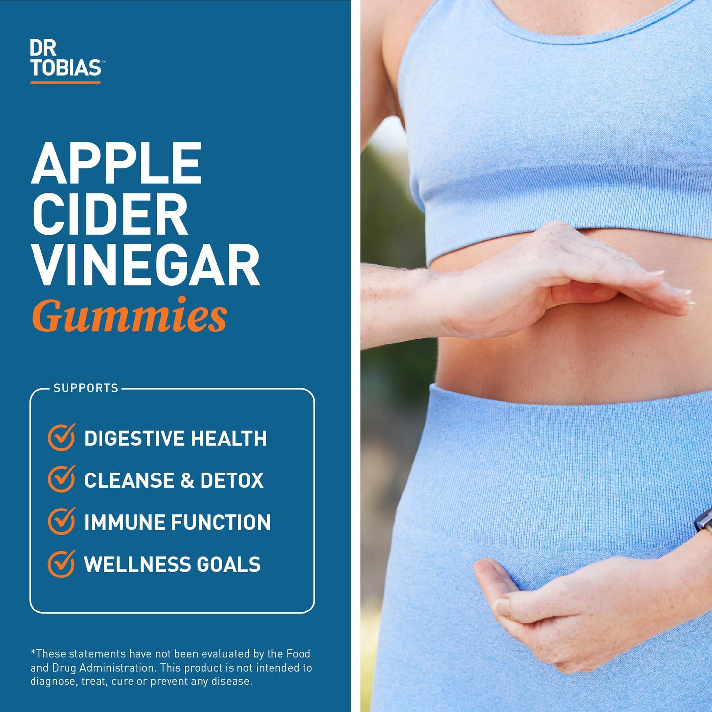 Dr. Tobias Apple Cider Vinegar Gummies, Includes 500 mg Apple Cider Vinegar with Mother, Folate, B12 & Iodine, Supports Gut Health, Cleanse & Detox, Vegan, Gluten-Free, 60 Gummies