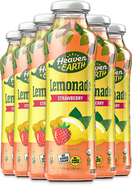 Heaven  Earth Organic Strawberry Lemonade 112oz 6 Pack  Made with Real Lemons Pure Fruit Juice No added Sugar Flavor or Color  Non GMO