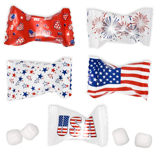 USA American Flag Butter Mint Candies Bags 100 Count Individually Wrapped Red White  Blue Mint Candy 13 Ounce Bags Fourth of July Goodies Treat Candy Patriotic Party Favor Supplies Decorations