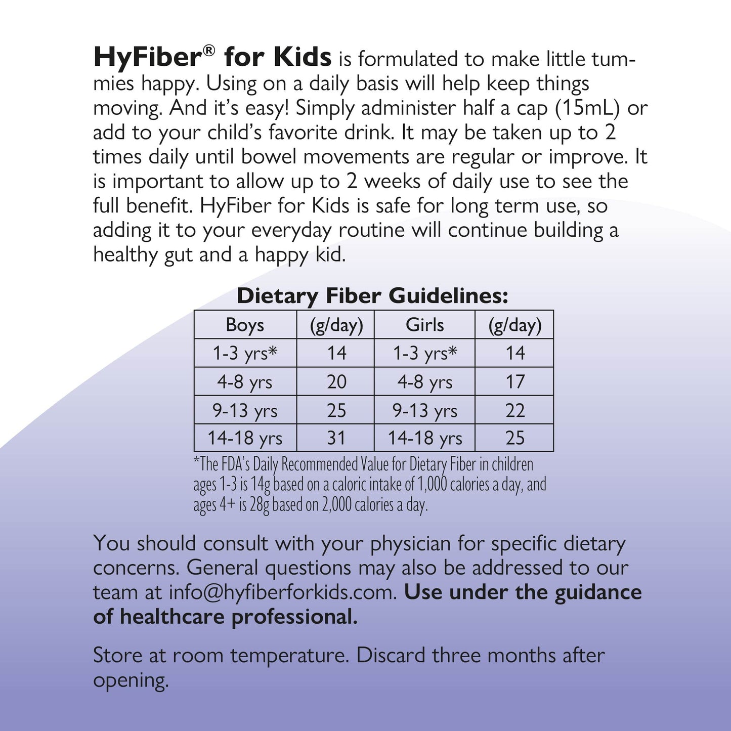 Medtrition HyFiber Liquid Fiber for Kids in Only One Tablespoon, Supports Regularity and Softer Stools, FOS Prebiotics for Gut Health, 6 Grams of Fiber, 32 Servings per Bottle
