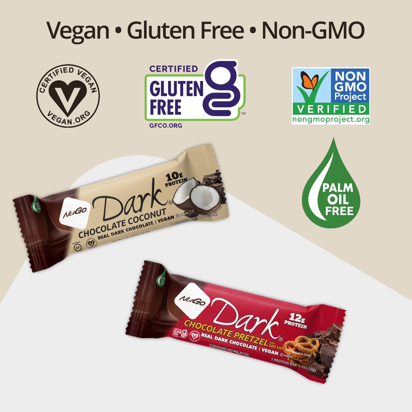NuGo Dark Variety  Chocolate Pretzel 12 Bars  Mint Chocolate Chip 12 Bars 1213g Protein Vegan Gluten Free NonGMO Kosher Pareve 24 Count