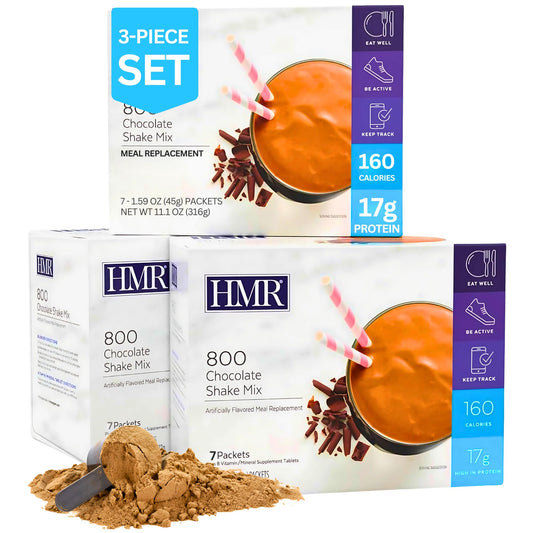 3-Pack HMR 800 Shake Meal Replacement Mix | Chocolate Shake Powder to Support Healthy Weight Loss | 17g of Protein | Easy to Make | Low Calorie Food | 21 Total Servings