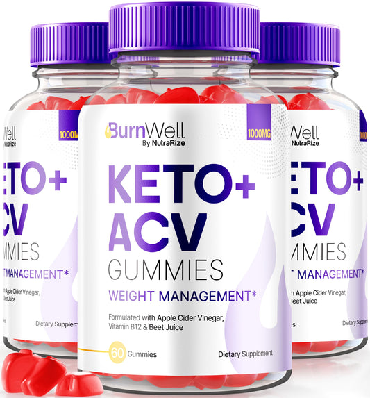 NutraRize (Pack of 3 BurnWell Keto+ACV Gummies, Weight Loss Formula, 1000 MG Apple Cider Vinegar, Keto with B-Vitamins Plus ACV Gummy, Official Reviews (180 Gummies)
