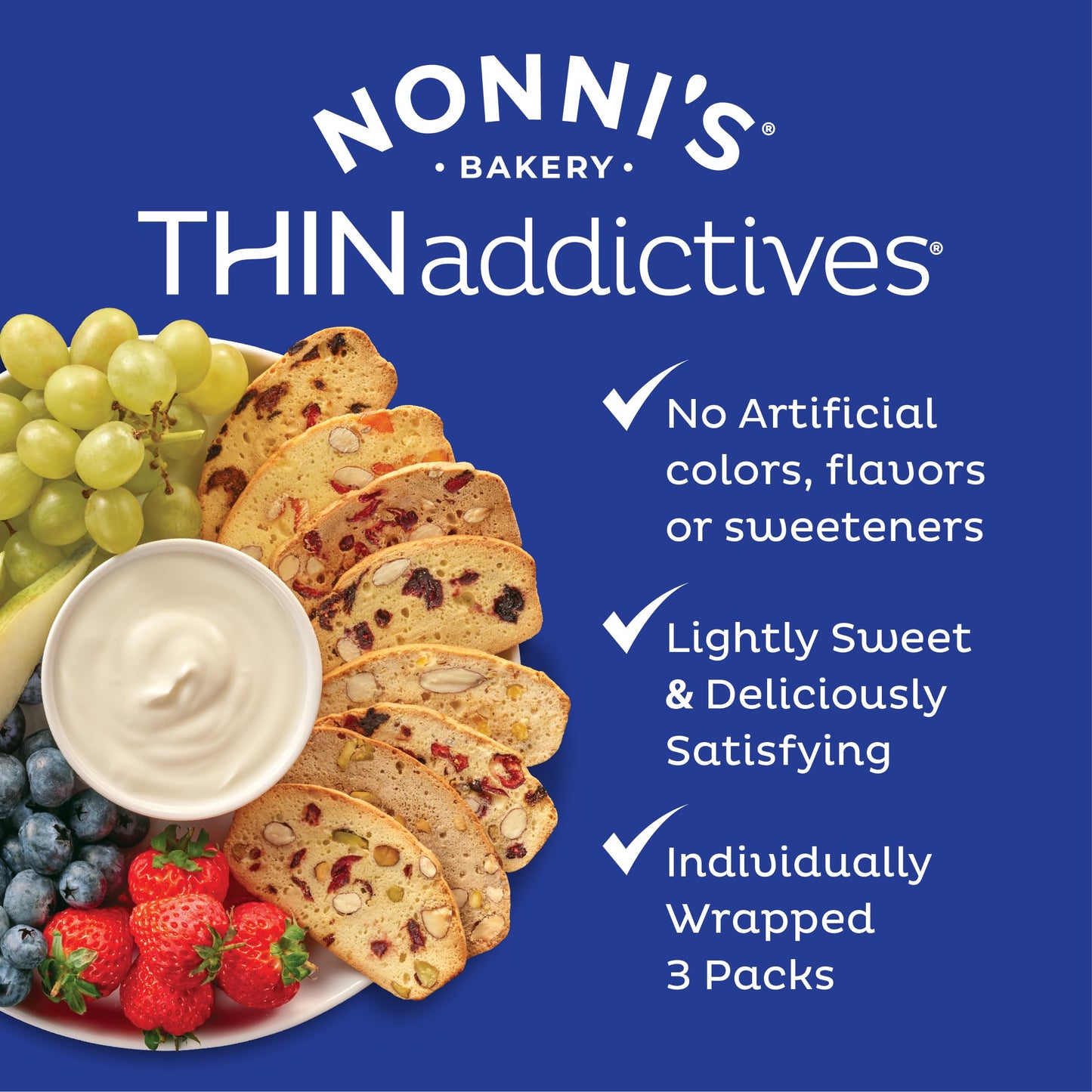 Nonnis THINaddictives Almond Thin Cookies  Pistachio Almond Cookie Thin  Sweet Crunchy  Chewy Almond Cookie  Perfect wCoffee  Biscotti Individually Wrapped Cookie  Kosher Coffee Cookie 44 oz