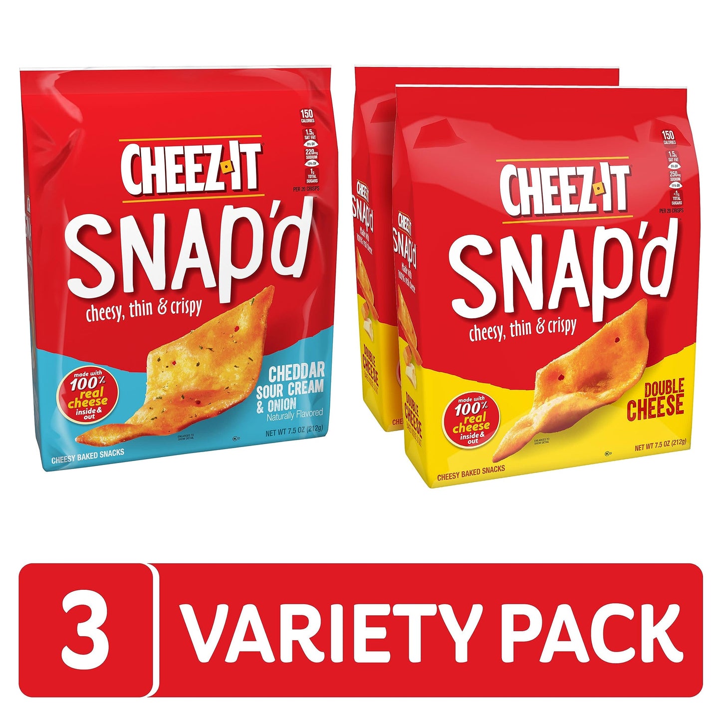 CheezIt Snapd Cheese Crackers Chips Thin Crisps Lunch Snacks Variety Pack 225oz Box 3 Bags