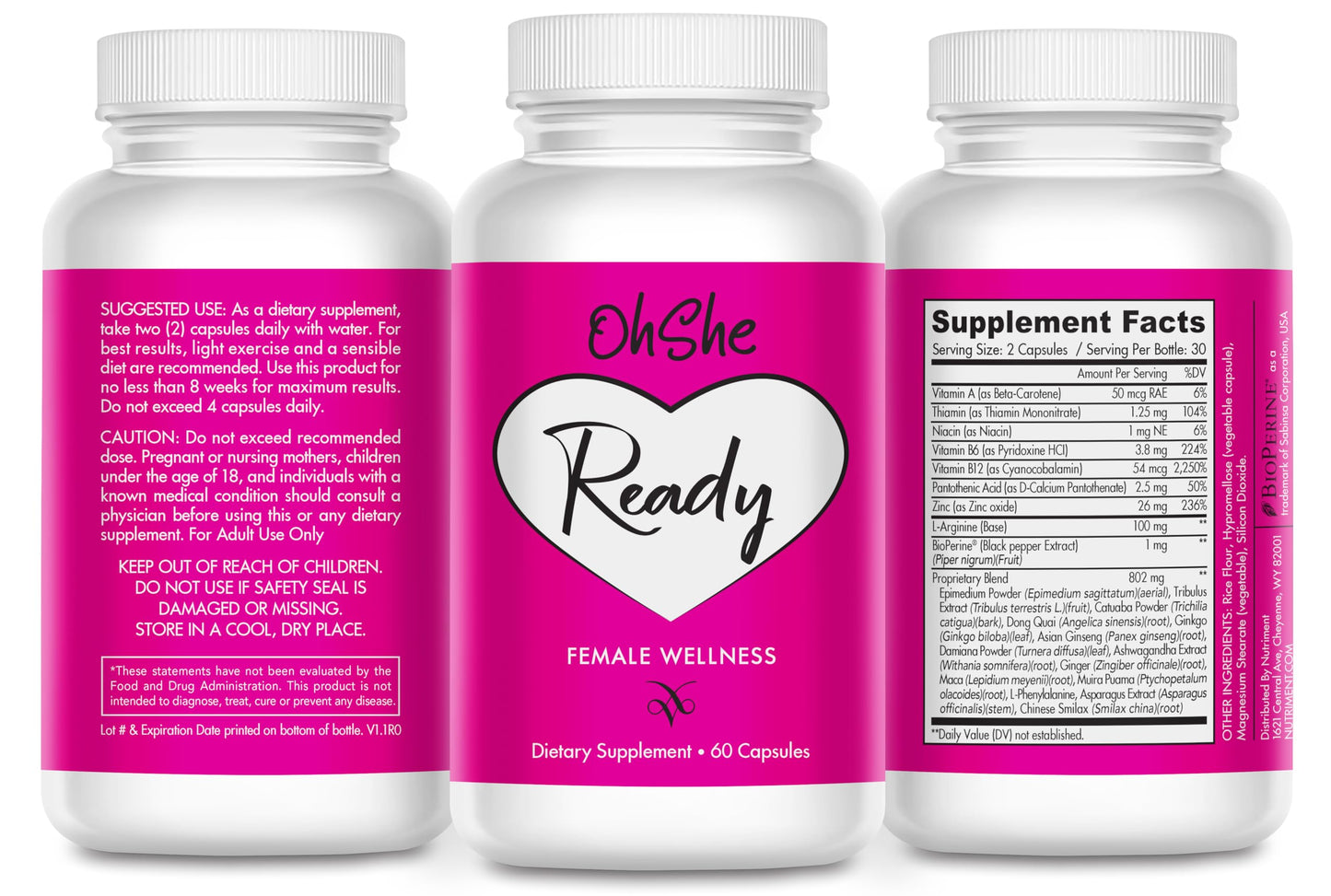 Oshe Ready- Female Health and Wellness Supplement- Supports Hormonal Harmony and Balance in Women- Naturally Boost Feminine Vitality, Energy and Mood- 60 Capsules