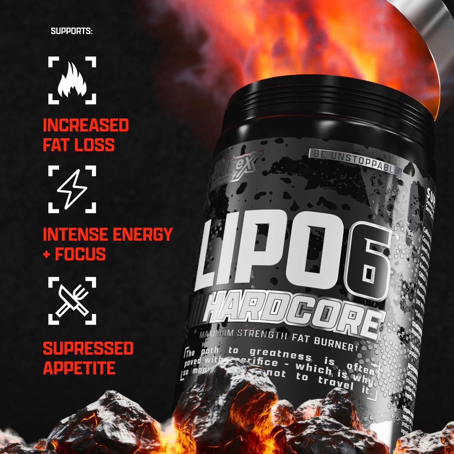 Nutrex Research Lipo-6 Hardcore Supplement, Supports Metabolism & Energy, Dietary Capsules - 60 Count