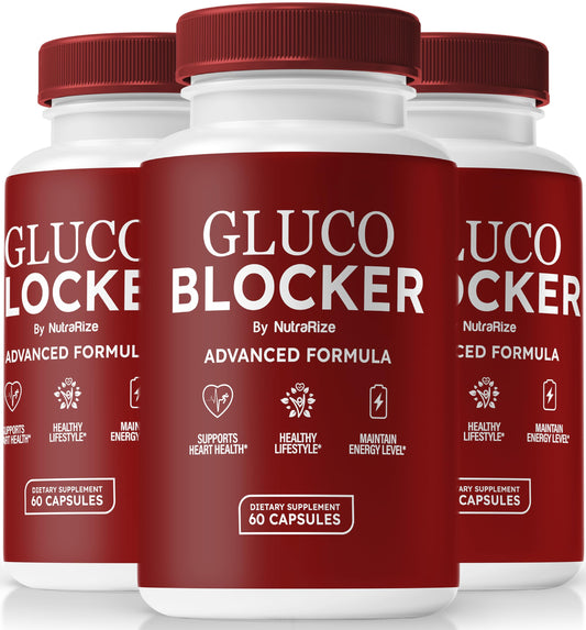NutraRize (3 Pack) Gluco Blocker Capsules, Official GlucoBlocker Pills, Premium Formula for Stable and Healthy Levels, Overall Health Support, Gluco Blocker Detox & Cleanse Review (180 Capsules)