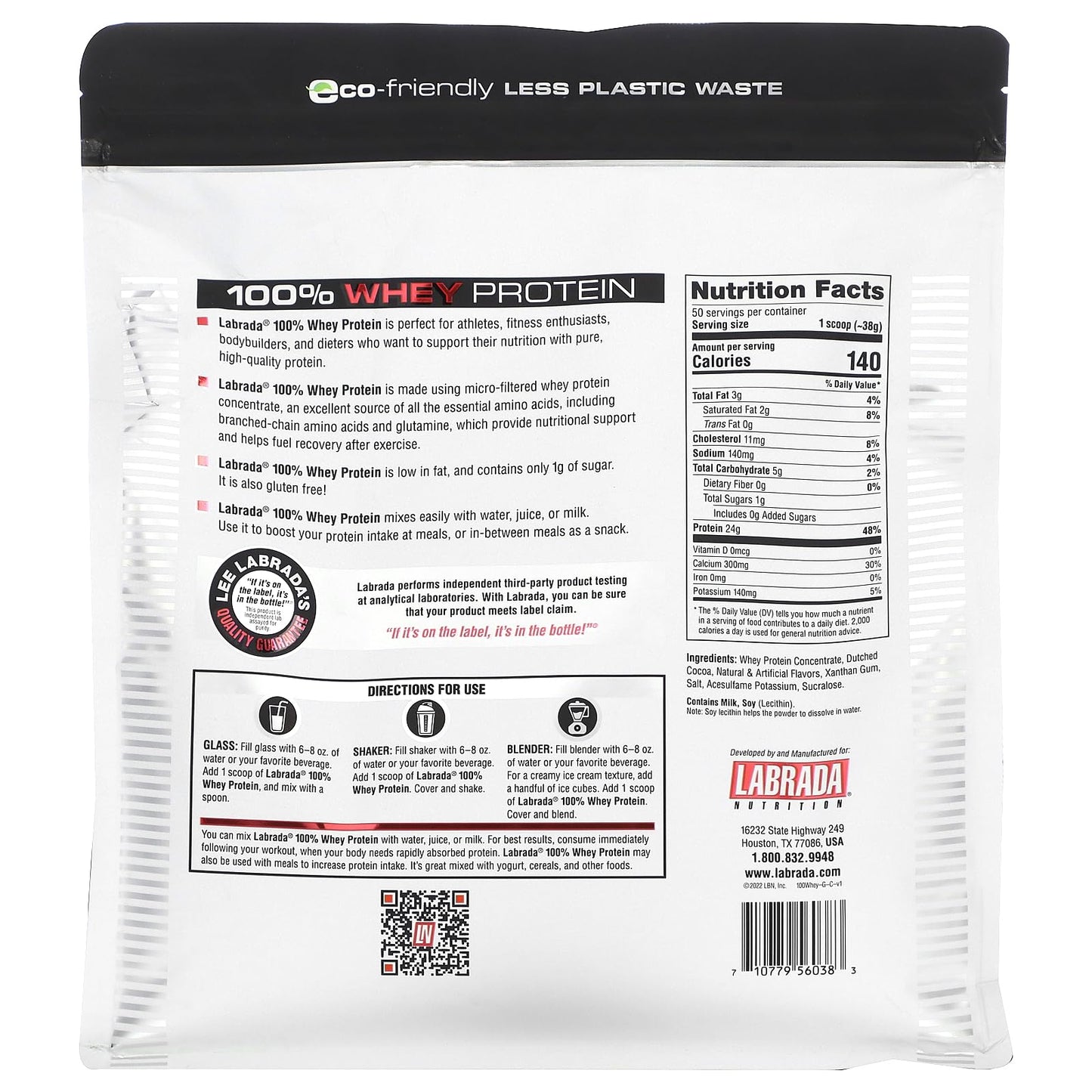 Labrada Nutrition 100% Whey Protein Chocolate 4.13 Pound