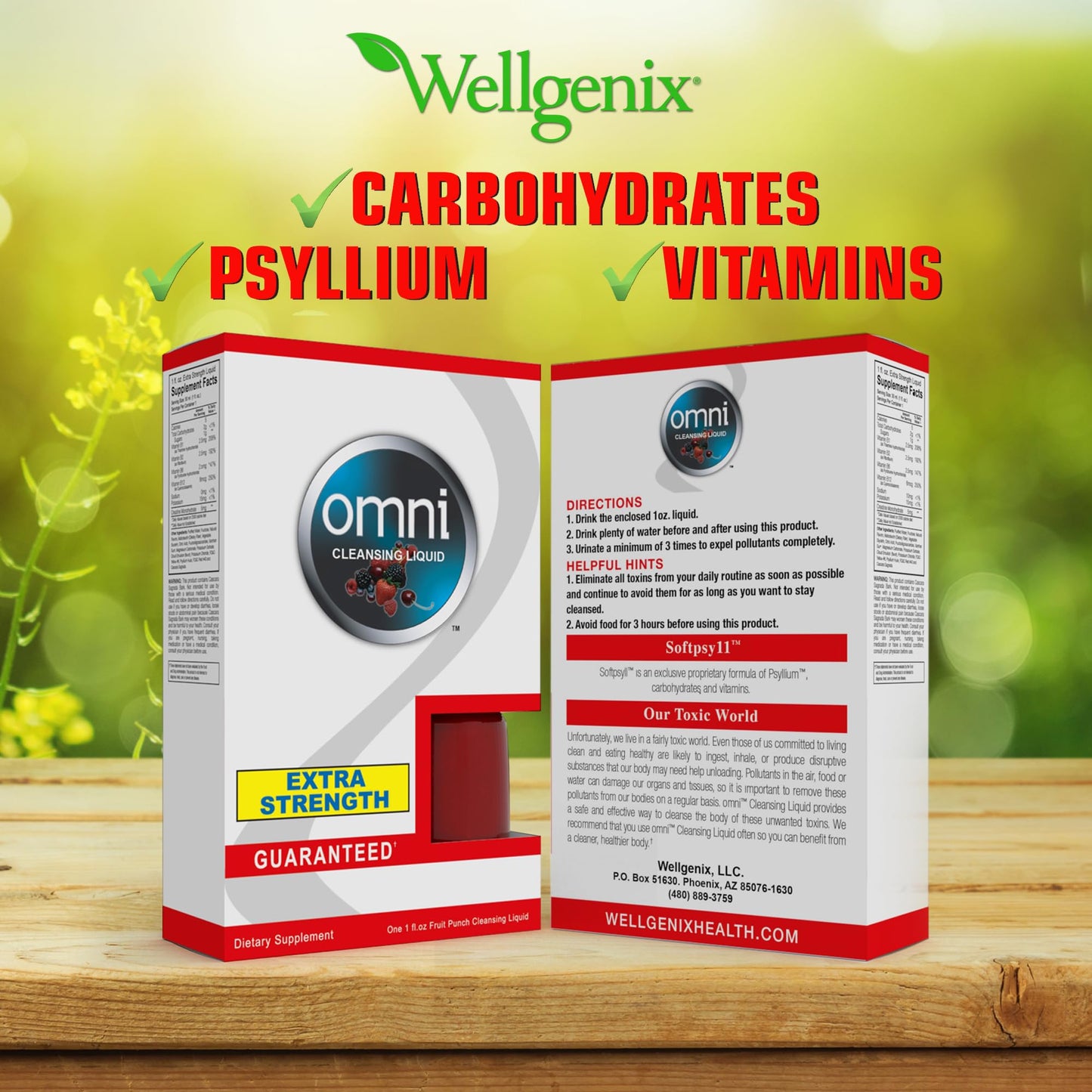 Wellgenix Omni Herbal Cleanse Detox Drink - 1oz Fruit Punch Flavor - Detox Cleanse - Quick One Hour Detox Drink - Flush Your System of Toxins for a Full Body Detox Cleanse