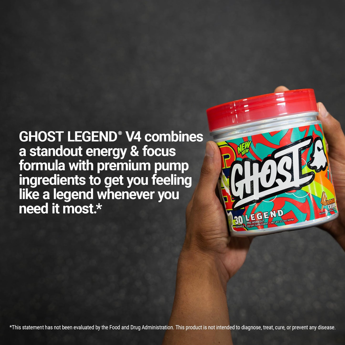 GHOST Legend Pre-Workout Powder, Orange Cream - 30 Servings - Pre-Workout for Men & Women with Choline, L-Citrulline, & Beta Alanine for Energy & Focus