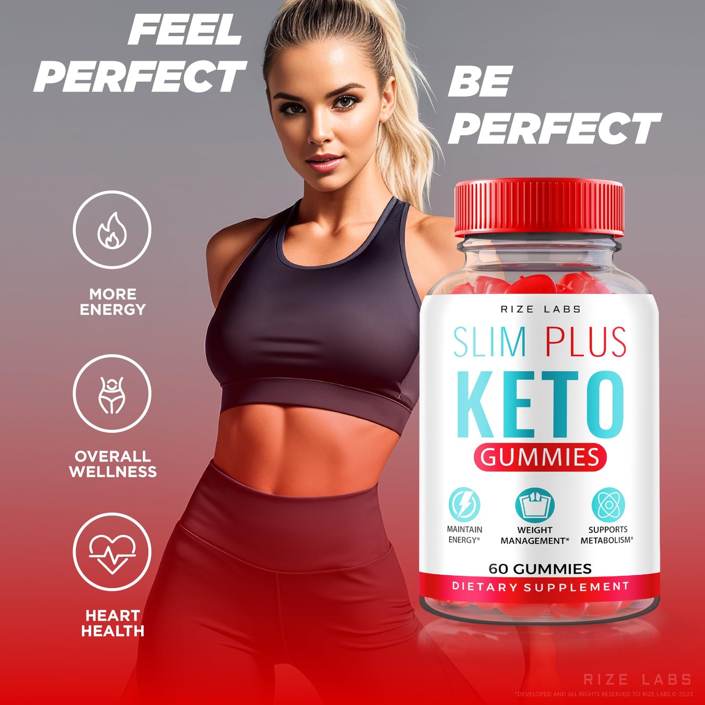 rize labs - Slim Plus Keto ACV Gummies for Advanced Weight Loss, All Natural Apple Cider Vinegar Supplement (60 Gummies)