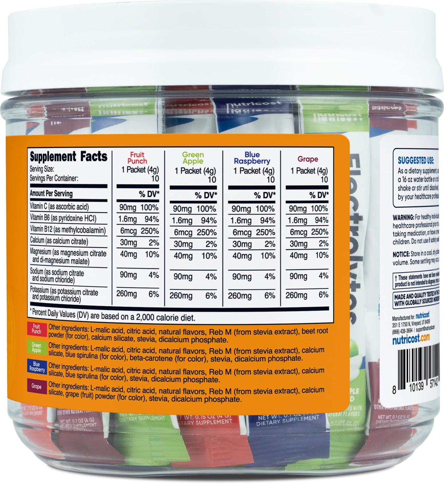 Nutricost Electrolytes Complex, Variety Pack Flavored, 40 Stickpacks - Advanced Hydration Complex