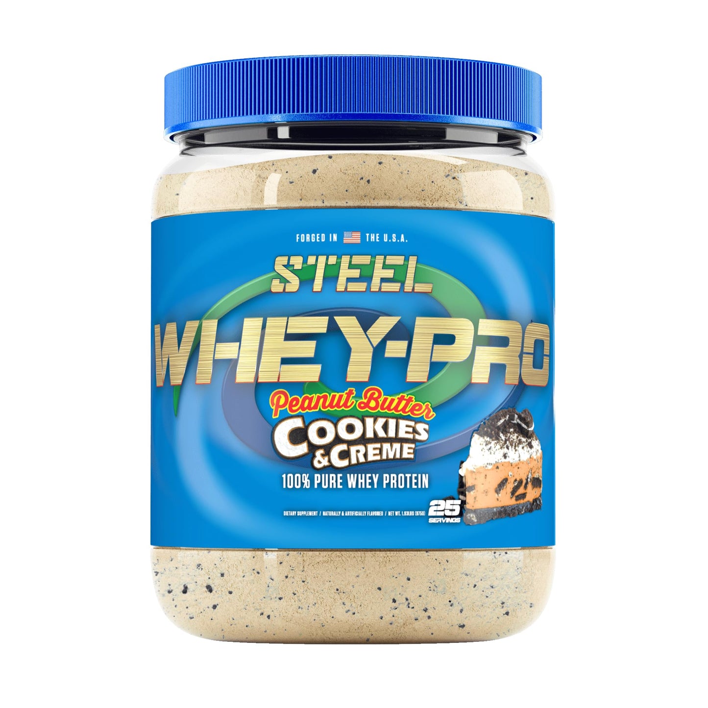 Steel Supplements Whey-Pro | Whey Protein Powder for Men and Women | Peanut Butter Cookies & Creme | 25 Servings (1.82lbs) | BCAA Amino Acids | Essential Amino Acids | Gluten Free | Low Carb