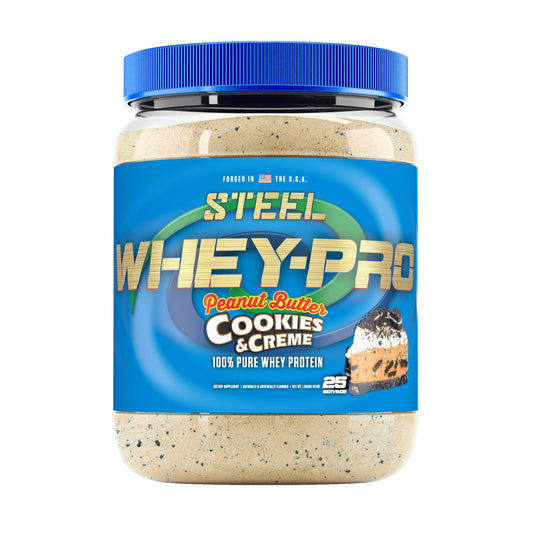Steel Supplements Whey-Pro | Whey Protein Powder for Men and Women | Peanut Butter Cookies & Creme | 25 Servings (1.82lbs) | BCAA Amino Acids | Essential Amino Acids | Gluten Free | Low Carb