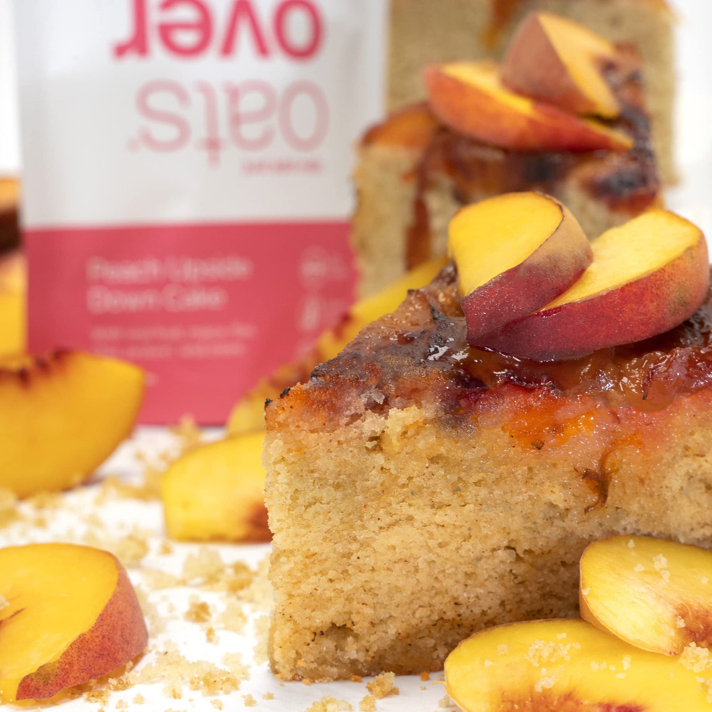 Oats Overnight  Peach Upside Down Cake  20g Protein High Fiber Breakfast Shake  Gluten Free Non GMO Oatmeal 27 oz per meal 8 Pack