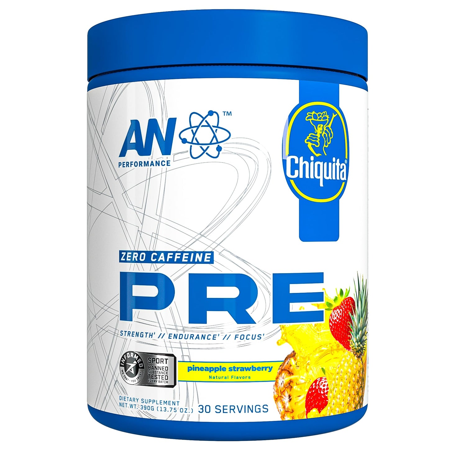 AN Performance Non-Stimulant Pre-Workout Supplement | Zero Caffeine Energy Drink Mix | Beta Alanine + Citrulline | Third-Party Tested | Informed Sport Certified | Strawberry Pineapple | 30 Servings