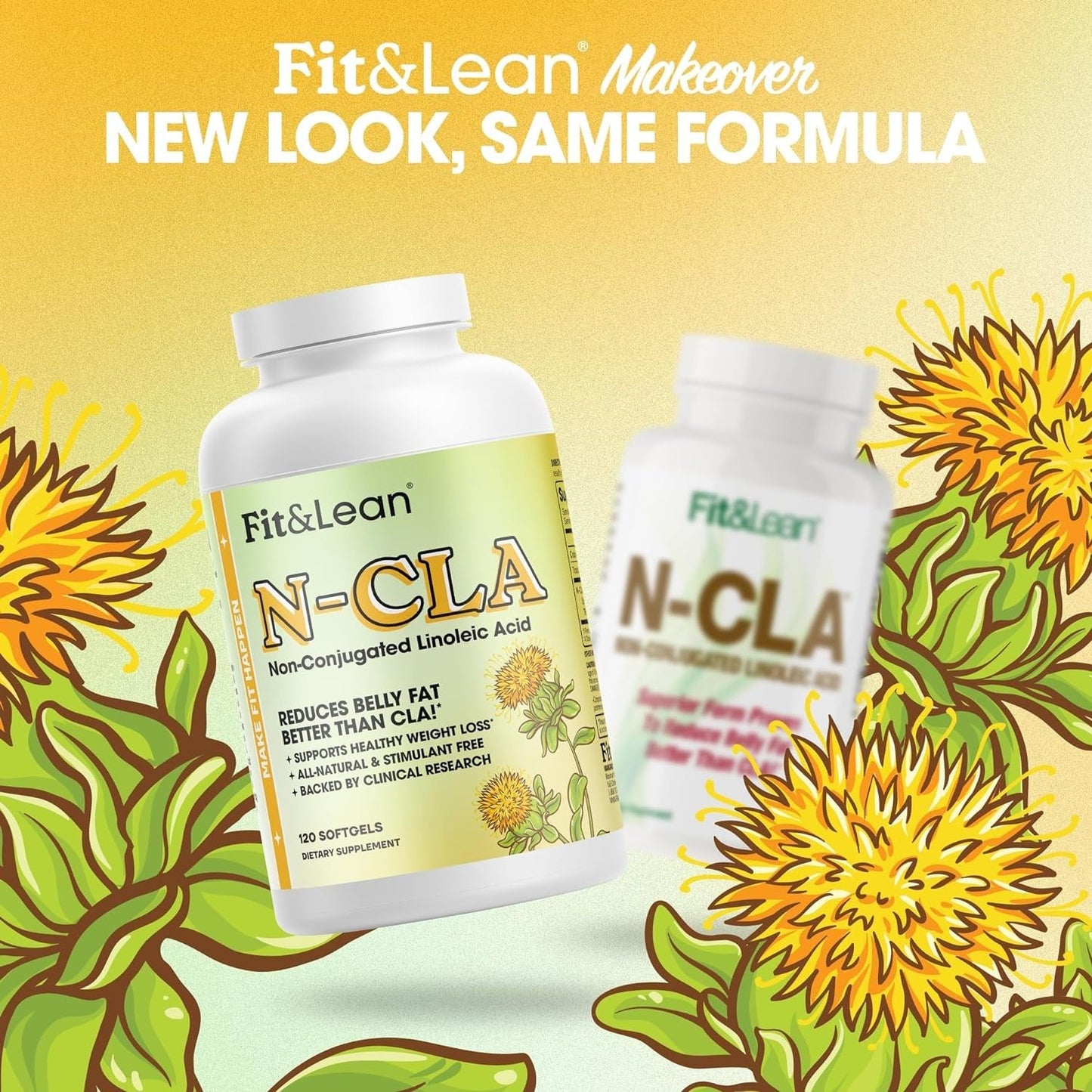 Fit & Lean N-CLA, Weight Loss Supplement, Reduces Belly Fat Better Than CLA, Boost Metabolism, Supports Lean Muscle, Stimulant Free, Non Conjugated Linoleic Acid, 120 Servings (Packaging May Vary)