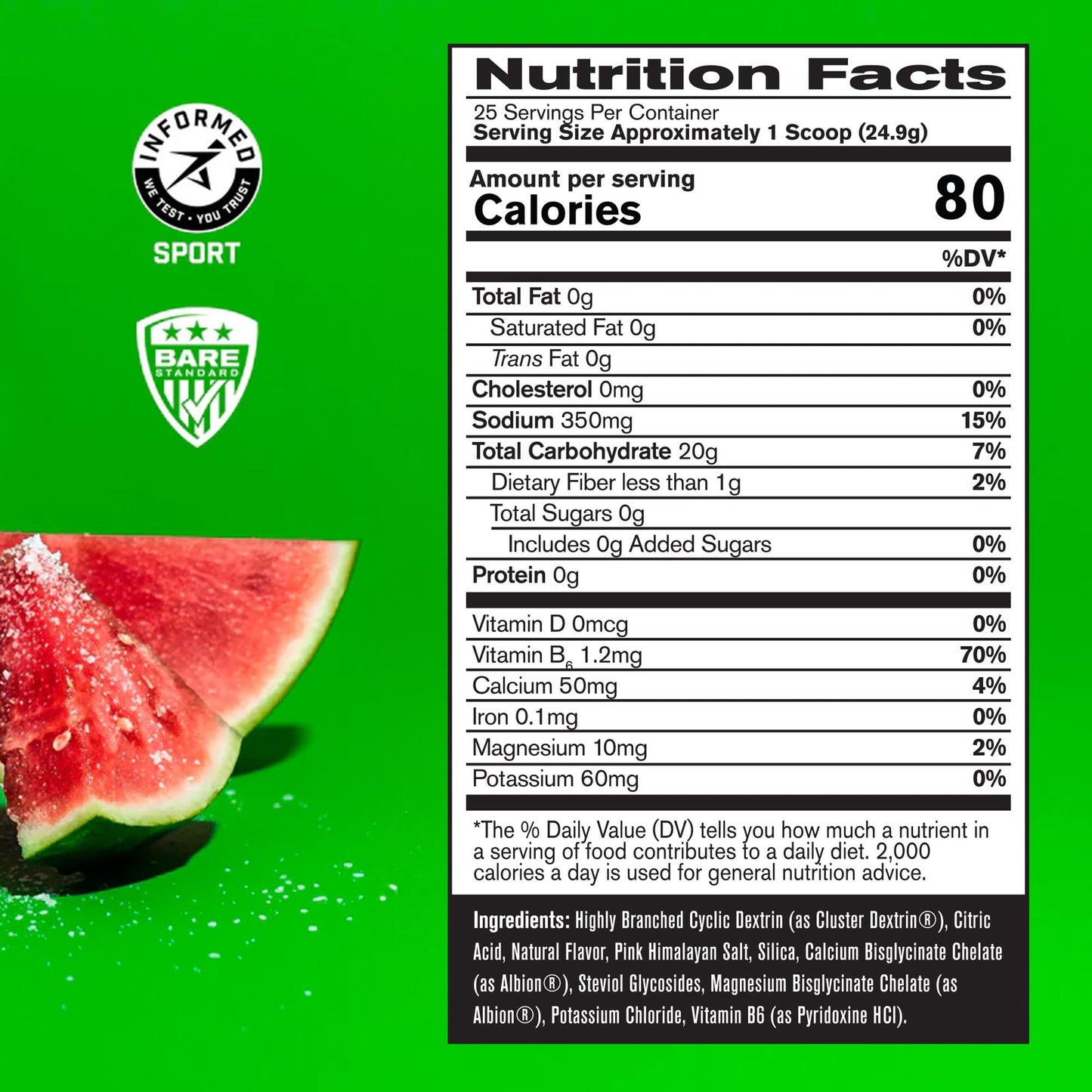 BARE PERFORMANCE NUTRITION, BPN G.1.M Go One More Sport, Endurance Training Fuel, Superior Carbohydrate & Electrolytes Powder Formula, Reduce Fatigue, Salted Watermelon, 25 Servings