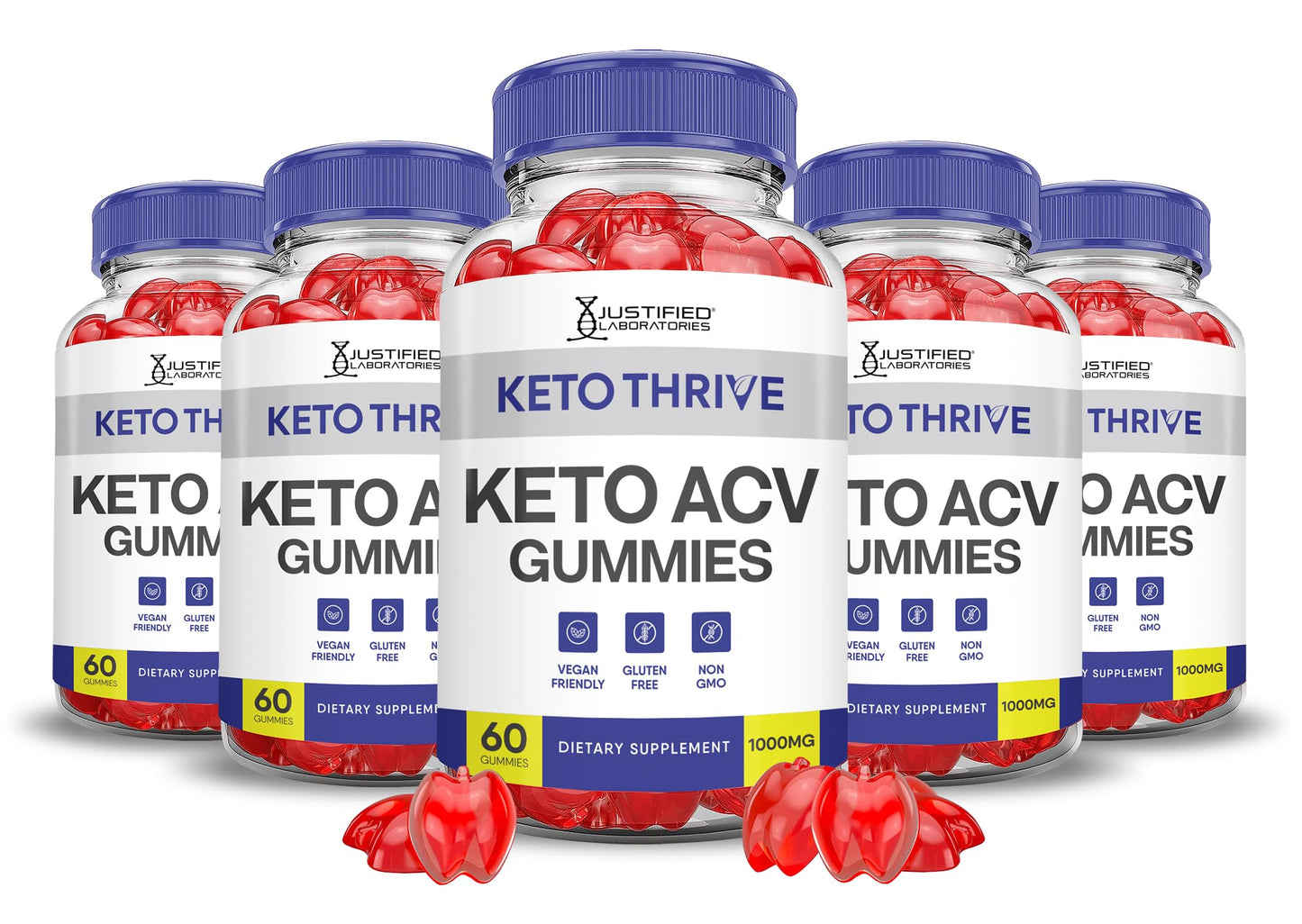 (5 Pack) Keto Thrive Keto ACV Gummies Advanced Formula 1000MG Keto Thrive Keto Gummies Apple Cider Vinegar Formulated with Pomegranate Beet Juice Powder B12 Vegan Non GMO 300 Gummys