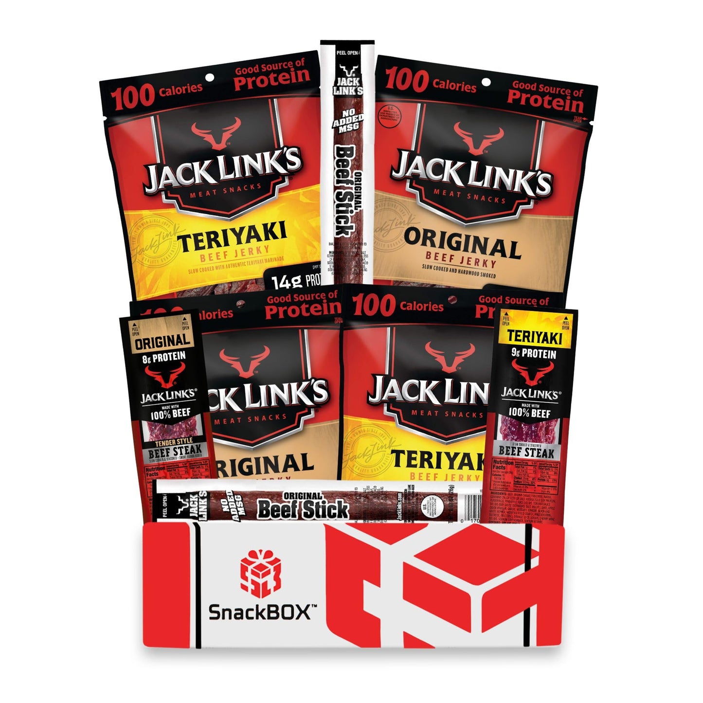 Jack Links Beef Jerky Care Package Variety Pack  Gift Basket  Snack BOX 8 Items Great for Final Exams Graduation Fathers Day Date Night College Gift for Guys Camping Hunting and Much more