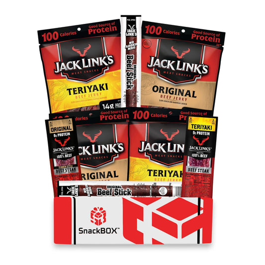 Jack Links Beef Jerky Care Package Variety Pack  Gift Basket  Snack BOX 8 Items Great for Final Exams Graduation Fathers Day Date Night College Gift for Guys Camping Hunting and Much more