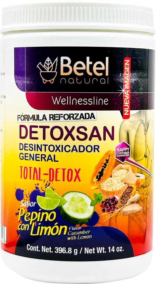 Betel Natural Detoxsan Total Detox Powder - Healthy Easy Cleansing/Desintoxicacion Natural para Todo 14 Ounce (14 Oz, Pepino con Limon)