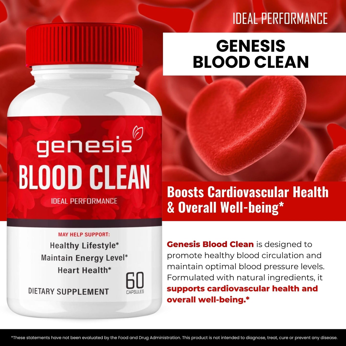Genesis Blood Clean Capsules - Advanced Formula Supplement for Maximum Strength - Natural Blood Vessel Cleaner, GenesisBlood Clean Pills, GenesisBloodClean Pastillas Reviews (60 Capsules)