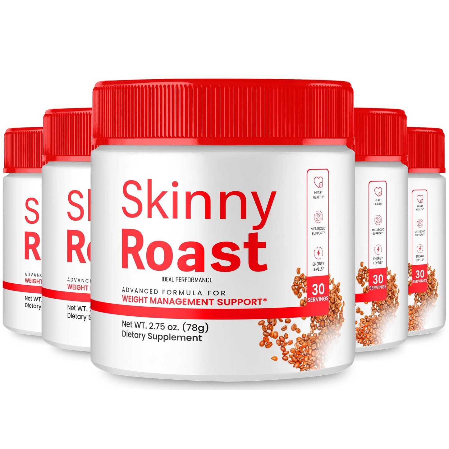 Skinny Roast Powder, Skinny Roast Coffee Advanced Formula Supplement, SkinnyRoast Supplement to Support Healthy Lifestyle, Official SkinnyRoast Overall Health and Fitness Reviews (5 Pack)