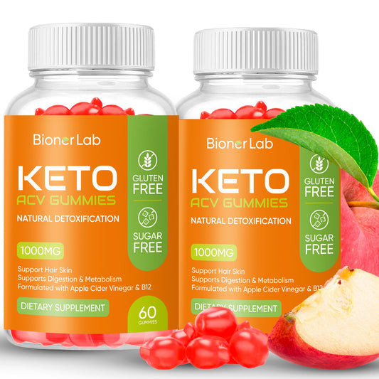 BionerLab Keto ACV Gummies - Sugar Gluten Free Pro Active Super Apple Cider Vinegar Supplement for Men Women - Digestion Metabolism Hair Skin Health (1000MG)