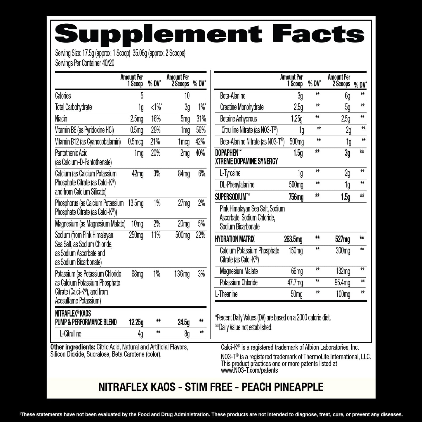 GAT SPORT Nitraflex KAOS Stimulant Free Pre-Workout (Peach Pineapple)
