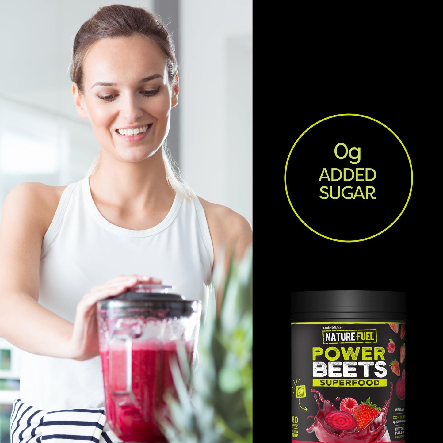 Nature Fuel Power Beets Powder, Delicious Mixed Berry, Concentrated Superfood Supplement, Supports Circulation, Natural Energy & Stamina, Non-GMO, 60 Servings (Packaging May Vary)