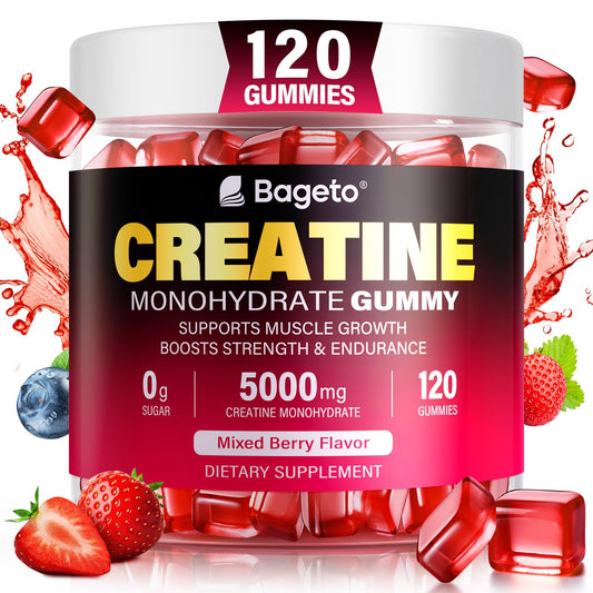 Creatine Monohydrate Gummies 5000mg for Men & Women, 120 Count Creatine for Enhanced Muscle Growth, Strength, and Recovery, Sugar Free Pre-Workout Supplement-Mixedberry Flavor 120 Count (Pack of 1)