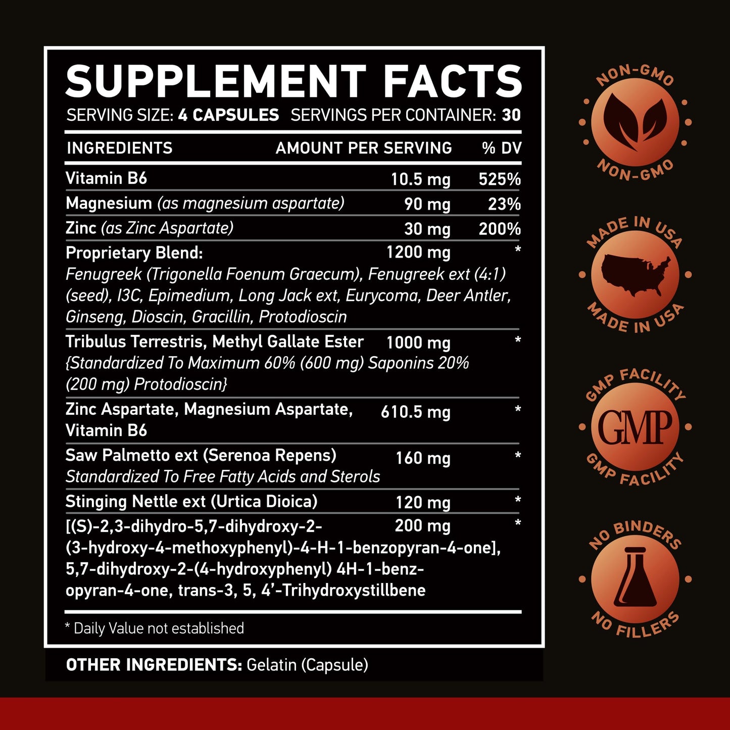 Nar Labs AndroStar Hardcore | Natural Testosterone Booster | Estrogen Blocker for Men | Boost Muscle Growth | 120 Capsules