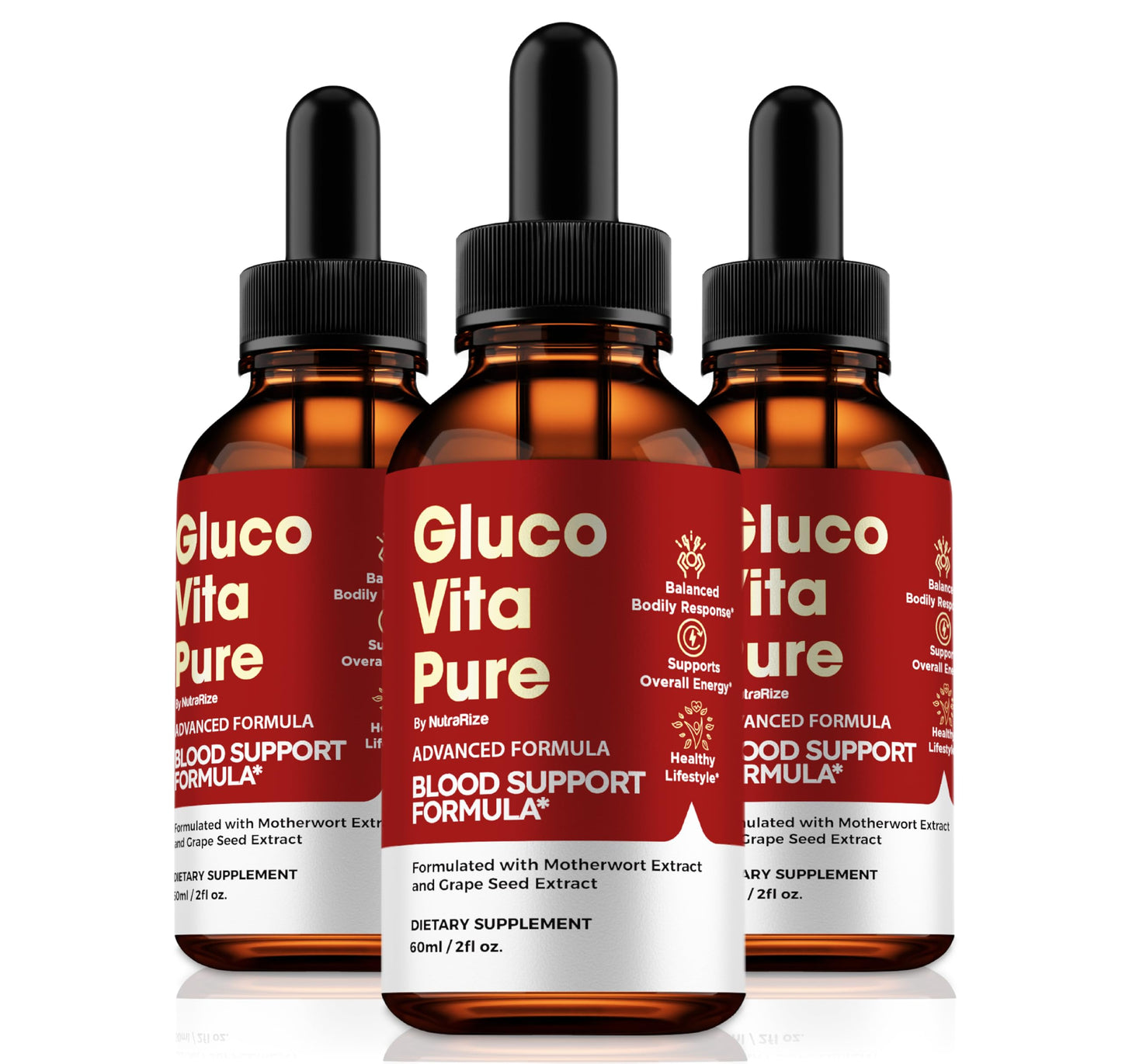 (3 Pack) GlucoVita Pure, Official Gluco Vita Pure Drops, All-Natural Extract to Support Healthy Circulation, Stable Levels & Overall Health, Premium GlucoVitaPure Gotas Review (90 Servings)