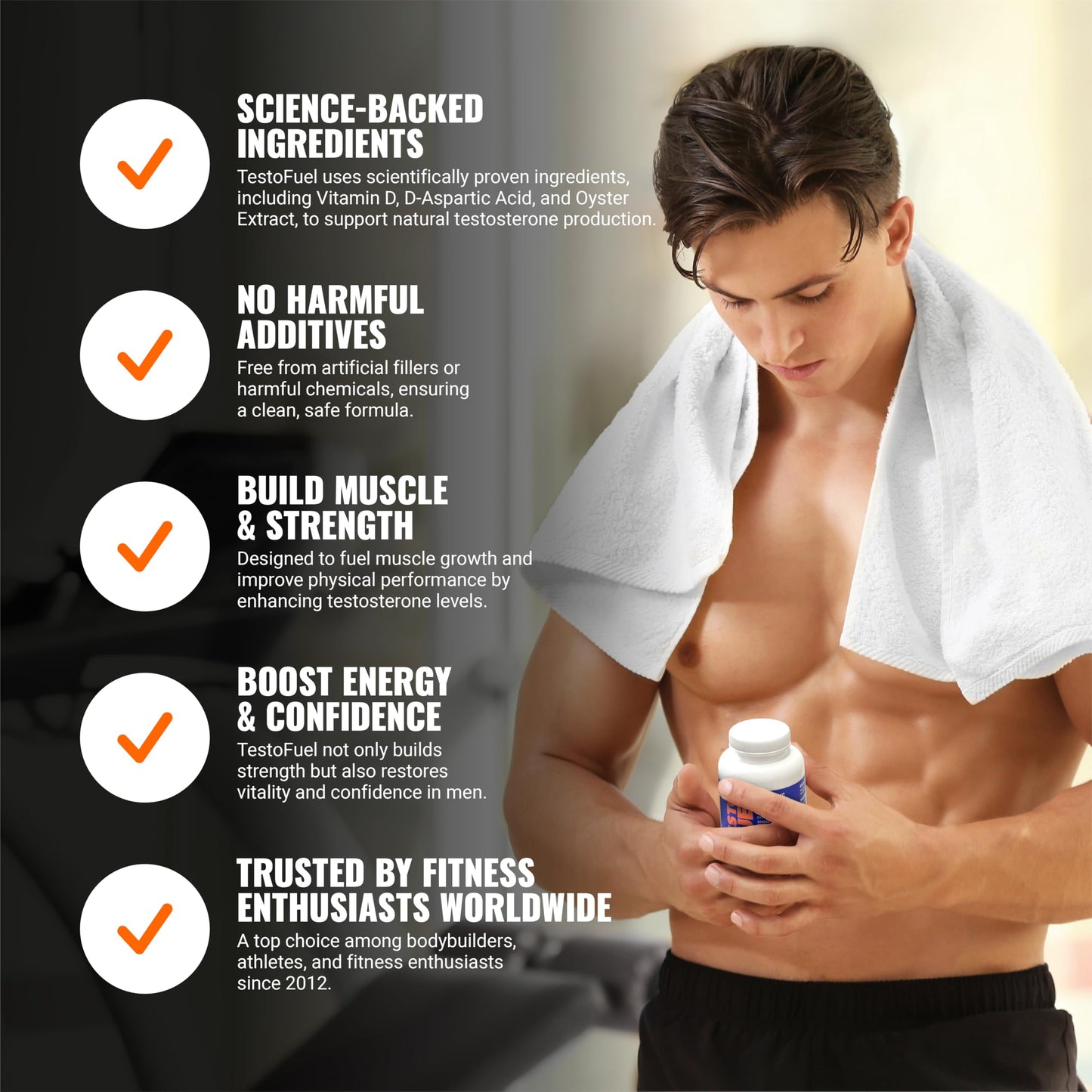 TestoFuel - 120 Testosterone Booster Pills for Men - 100% Natural Ingredients