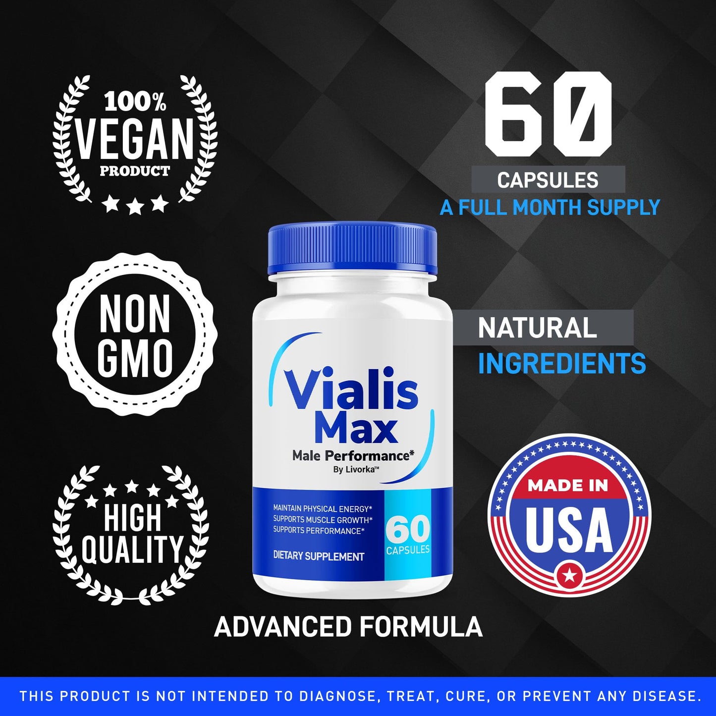 Vialis Max Pills for Men, Vialis Max, Vialis Max for Men, Vialis Max Pill for Men, Vialis Max Supplement, Vialis Max Supplement for Men, Vialis Max Support Capsules, 60 Capsules for 1 Month