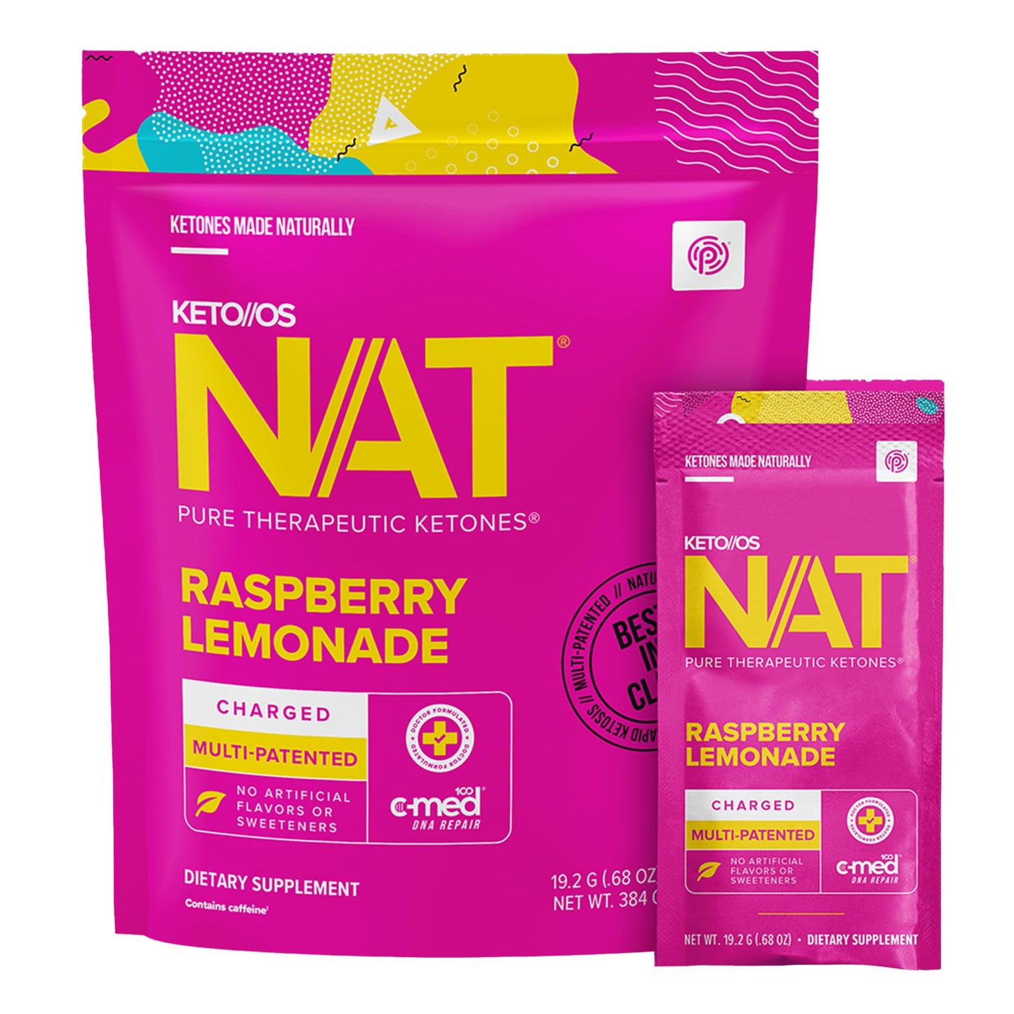 Keto//OS NAT® Raspberry Lemonade - Charged - Supplement for Men and Women (20 Count)